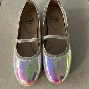 Iridescent slip on shoes